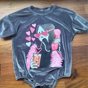 👻☕ Scream Bubble Romper – 12–18 Months 🖤💖